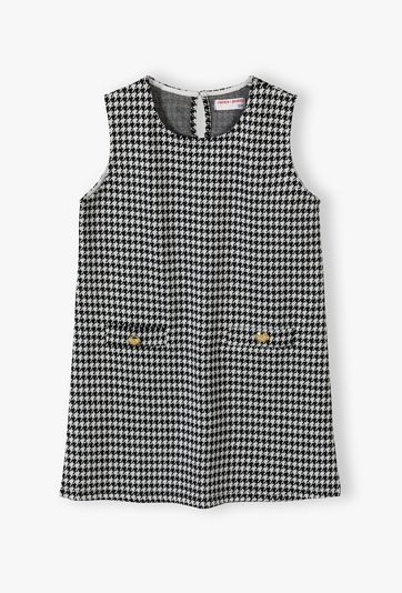 Dzianinowa sukienka dziewczęca w pepitkę