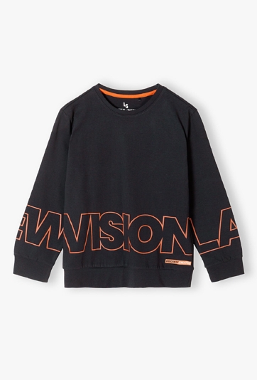 Bawełniana szara bluzka z kontrastowym napisem