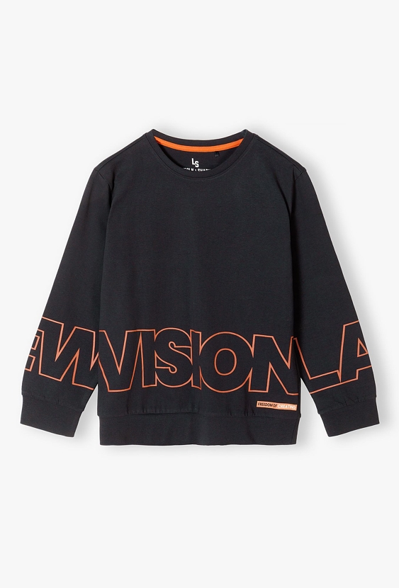 Bawełniana szara bluzka z kontrastowym napisem