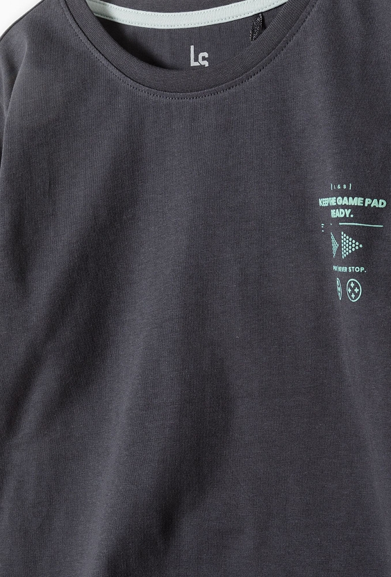 Grafitowa bluzka chłopięca z długim rękawem