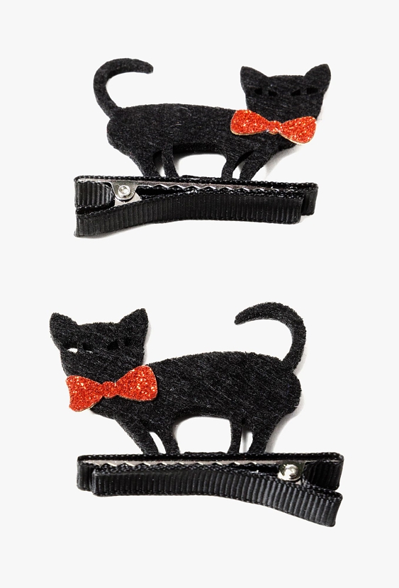 Spinki do włosów – zestaw czarne kotki z kokardką