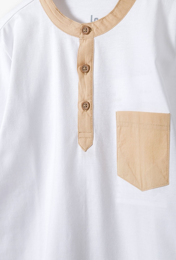 Biała bluza bawełniana z długim rękawem