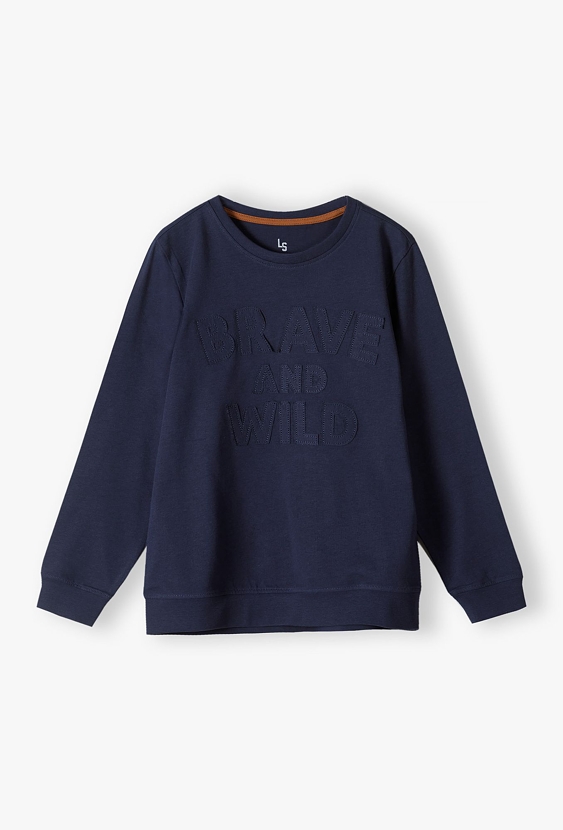 Granatowa bawełniana bluza z długim rękawem