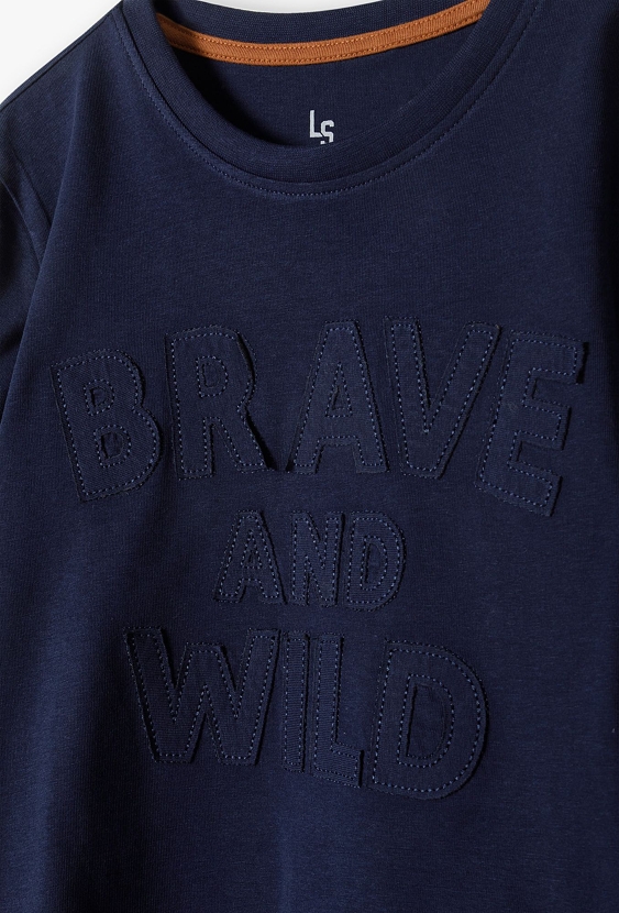 Granatowa bawełniana bluza z długim rękawem