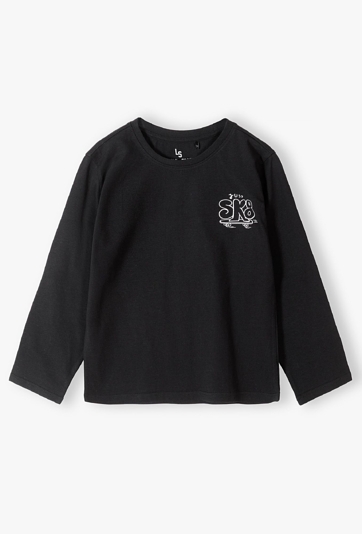 Czarna bluzka z długim rękawem chłopięca z bawełny