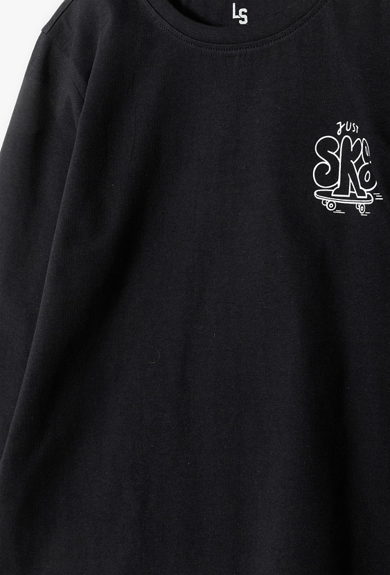 Czarna bluzka z długim rękawem chłopięca z bawełny