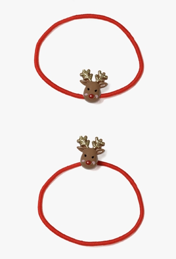 Gumki do włosów z reniferem – świąteczny zestaw