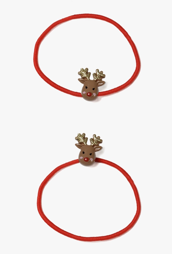 Gumki do włosów z reniferem – świąteczny zestaw