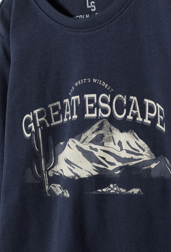 Bluzka bawełniana z długim rękawem chłopięca z nadrukiem