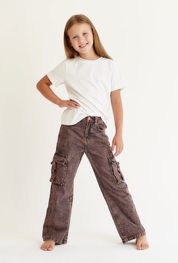 Jeansy Wide Leg dla dziewczynki - bojówki