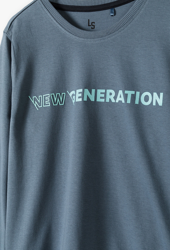 Bluzka chłopięca z długim rękawem z napisem New Generation