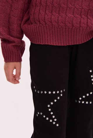 Legginsy dziewczęce flare z aplikacją z gwiazdek