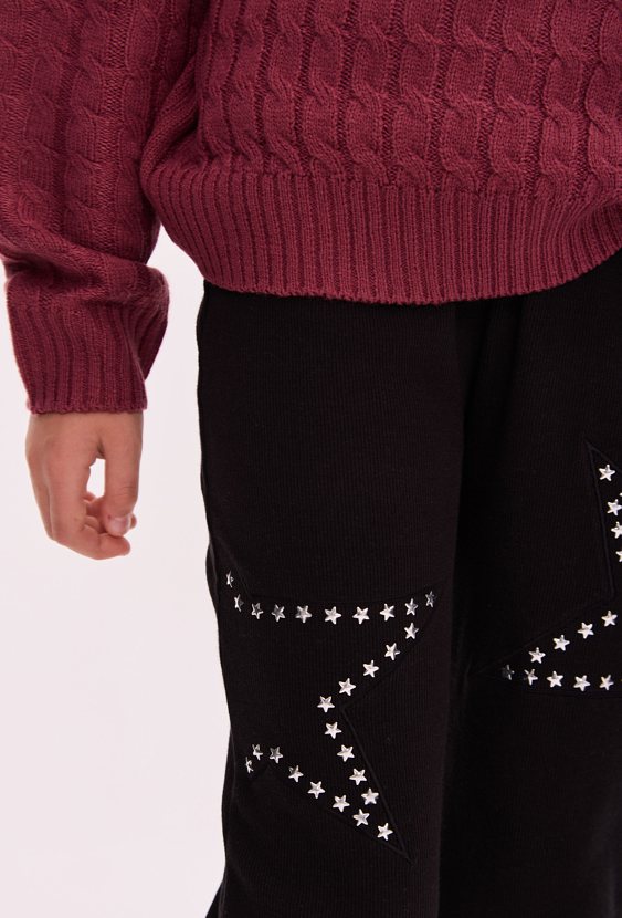 Legginsy dziewczęce flare z aplikacją z gwiazdek