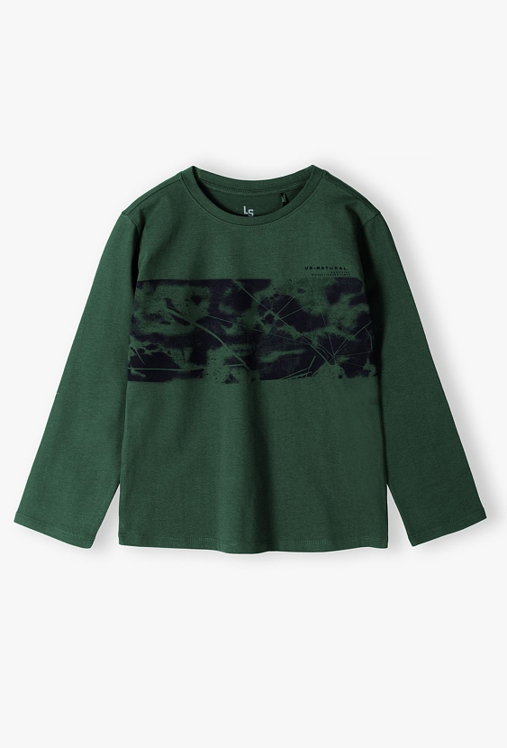 Ciemnozielona bluzka chłopięca z długim rękawem