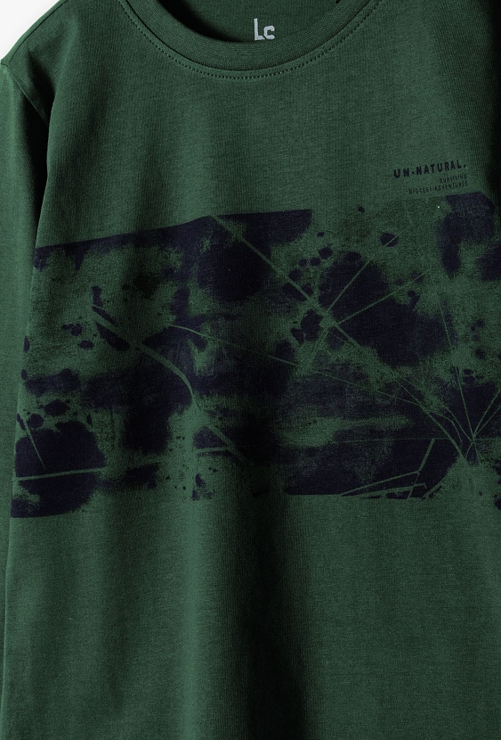 Ciemnozielona bluzka chłopięca z długim rękawem