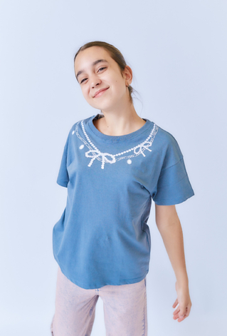 Koszulka z nadrukiem koralików i kokardek