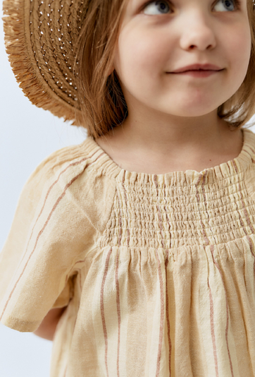 Lniana koszulka dziewczęca w paski