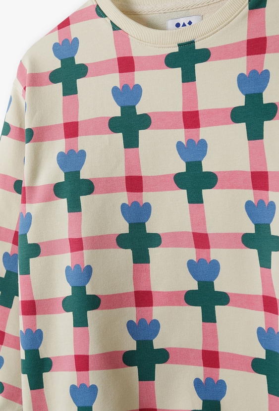 Bluza dresowa z miękkiej dzianiny w kwiatki - Limited Edition