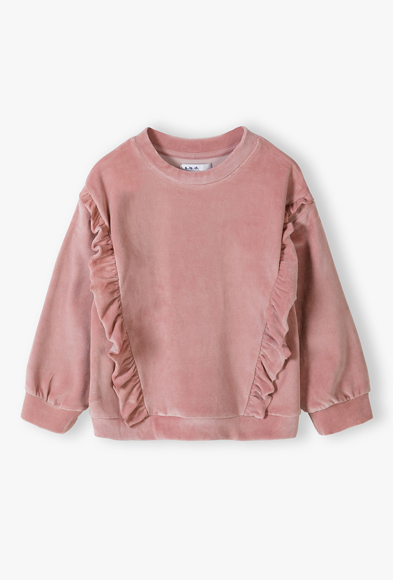 Bluza welurowa z falbankami dla dziewczynki