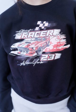 Czarna dziewczęca bluza z nadrukiem