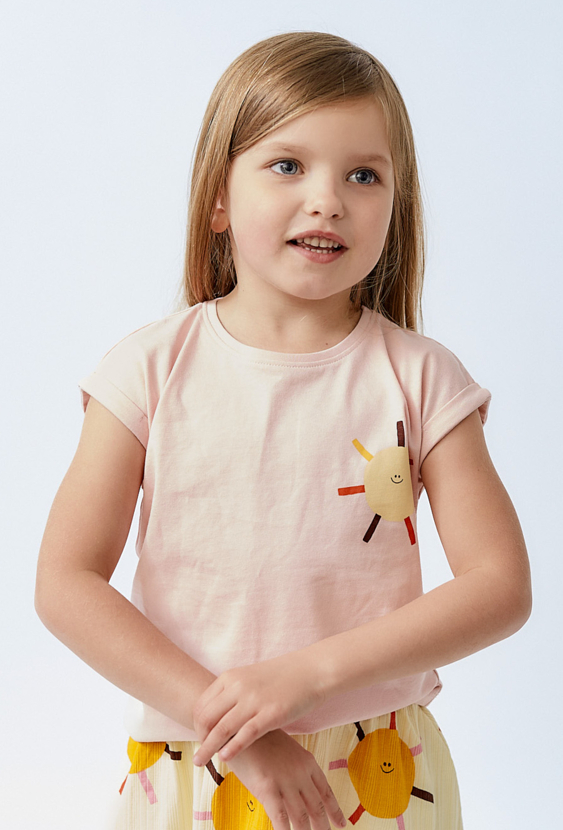 Koszulka dziewczęca - różowa ze słoneczkiem