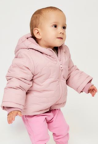 Pikowana przejściowa kurtka dla niemowlaka - różowa- 5.10.15.