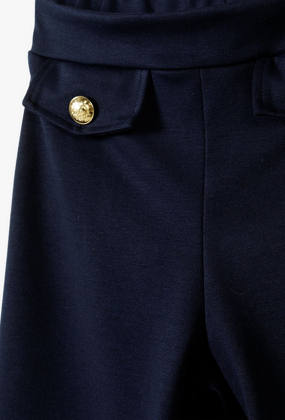 Granatowe eleganckie spodnie dla dziewczynki - Wide Leg