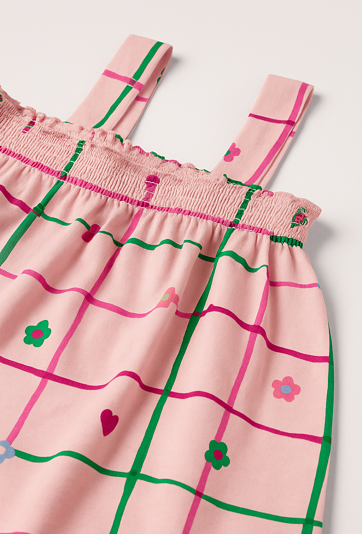 Koszulka dziewczęca na ramiączkach w kolorową kratkę