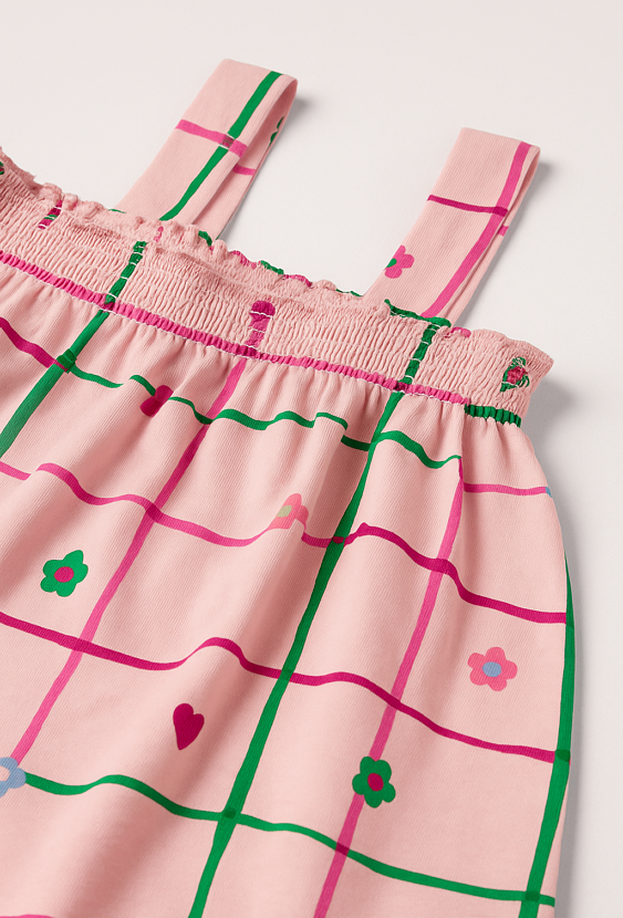 Koszulka dziewczęca na ramiączkach w kolorową kratkę