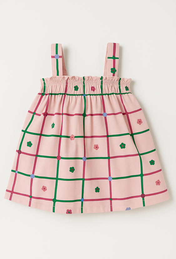 Koszulka dziewczęca na ramiączkach w kolorową kratkę
