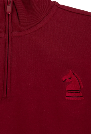 Bluza dziecięca czerwona na stójce z haftem szachowym