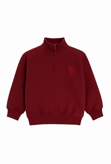 Bluza dziecięca czerwona na stójce z haftem szachowym