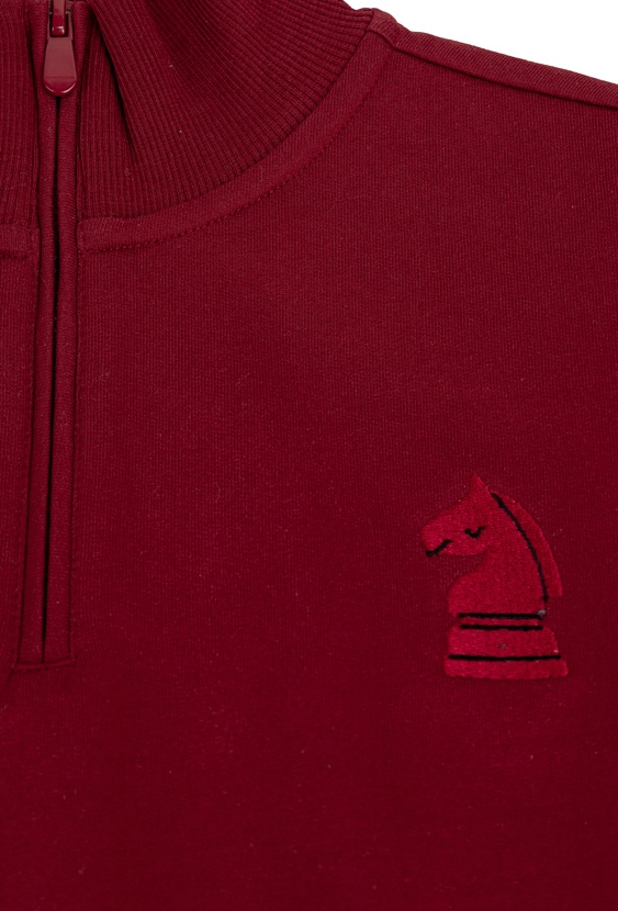 Bluza dziecięca czerwona na stójce z haftem szachowym