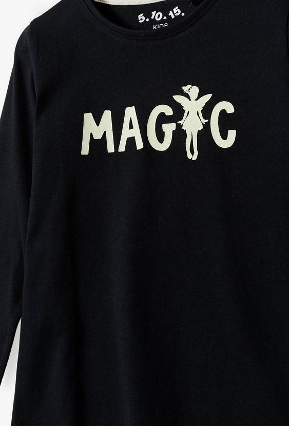 Bluzka dziewczęca ze świecącym w ciemności napisem Magic