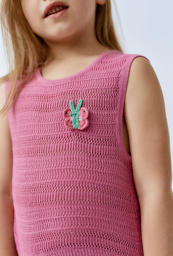 Ażurowa koszulka bez rękawów