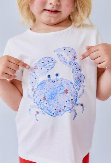 Koszulka z nadrukiem niebieskiego kraba