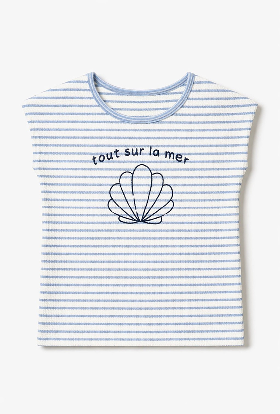 Pudełkowa koszulka dziewczęca w paski