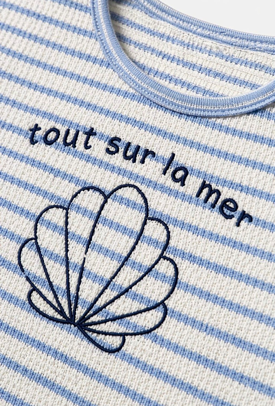 Pudełkowa koszulka dziewczęca w paski