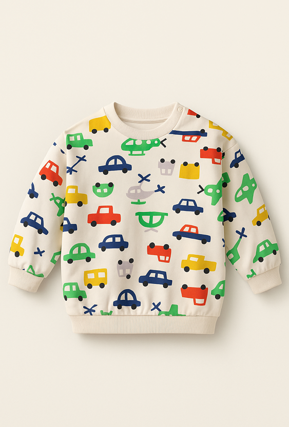 Bluza dziecięca z nadrukiem pojazdów