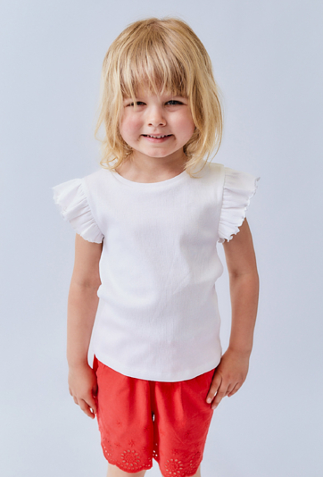 Biały t-shirt dziewczęcy w prążki