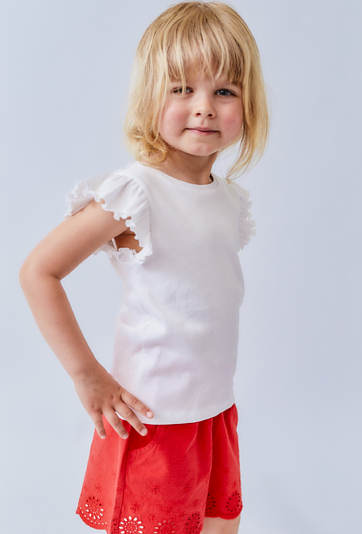 Biały t-shirt dziewczęcy w prążki