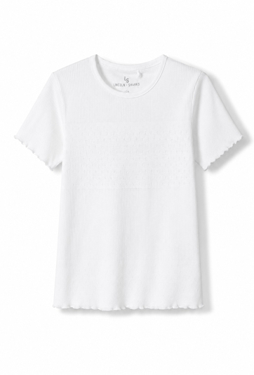 T-shirt dziewczęcy z ażurowym panelem