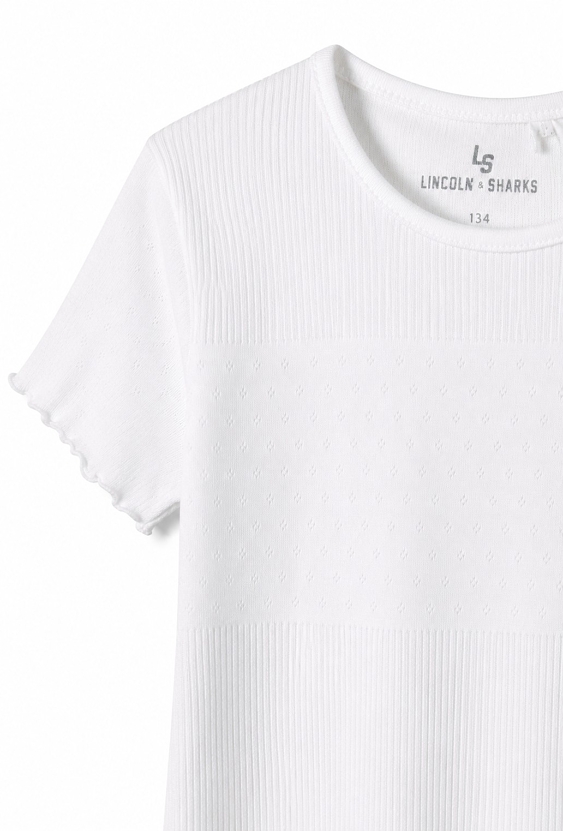 T-shirt dziewczęcy z ażurowym panelem