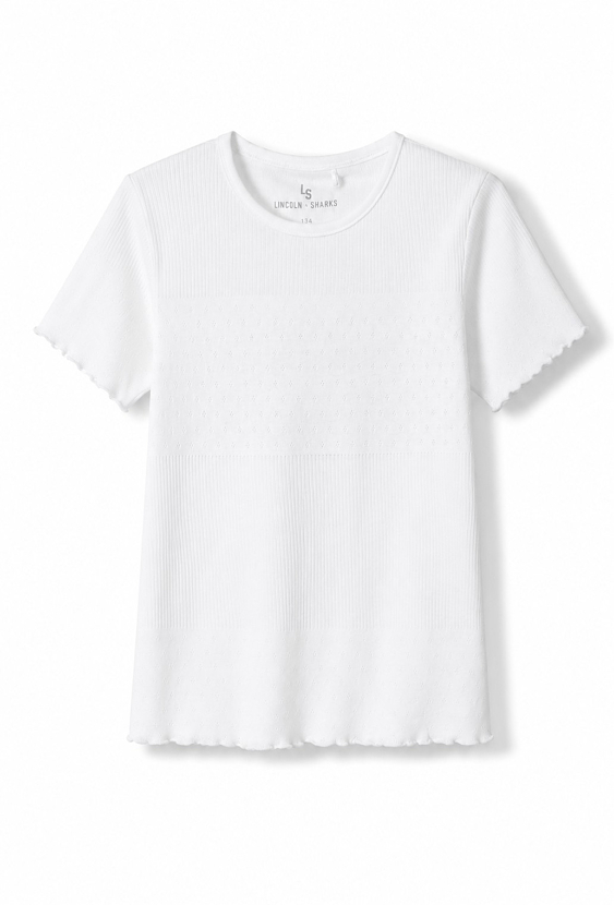 T-shirt dziewczęcy z ażurowym panelem