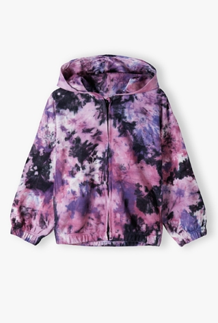 Bluza rozpinana z kapturem dla dziewczynki tie-dye