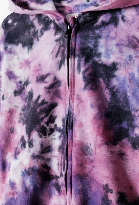 Bluza rozpinana z kapturem dla dziewczynki tie-dye