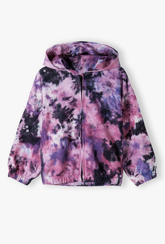 Bluza rozpinana z kapturem dla dziewczynki tie-dye