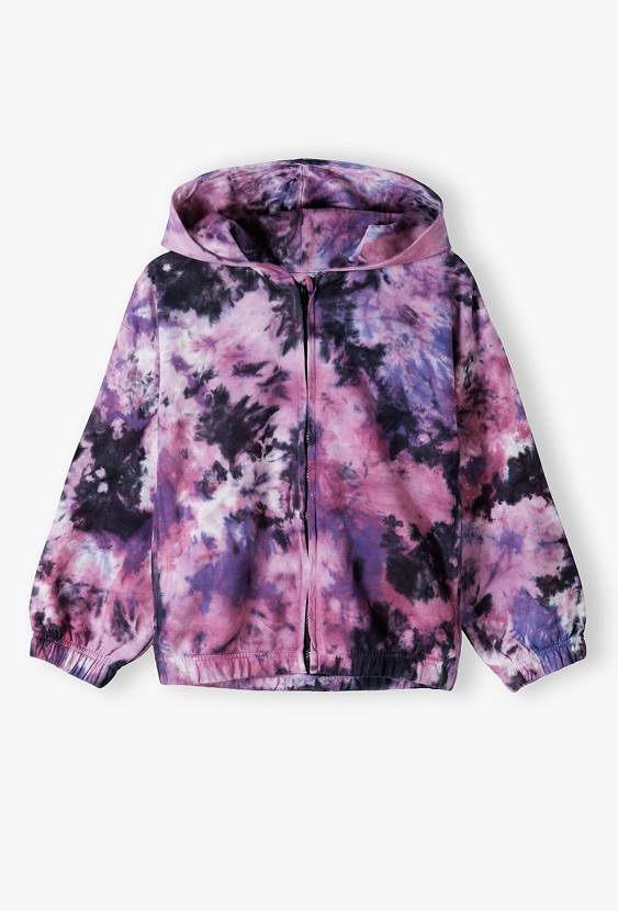 Rozpinana bluza dziewczęca tie dye z kapturem