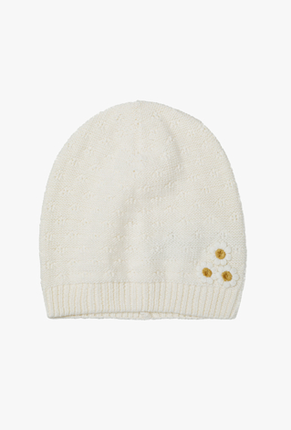 Czapka dziewczęca ażurowa - stokrotki