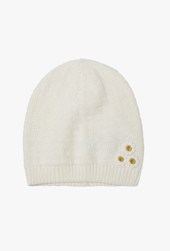 Czapka dziewczęca ażurowa - stokrotki